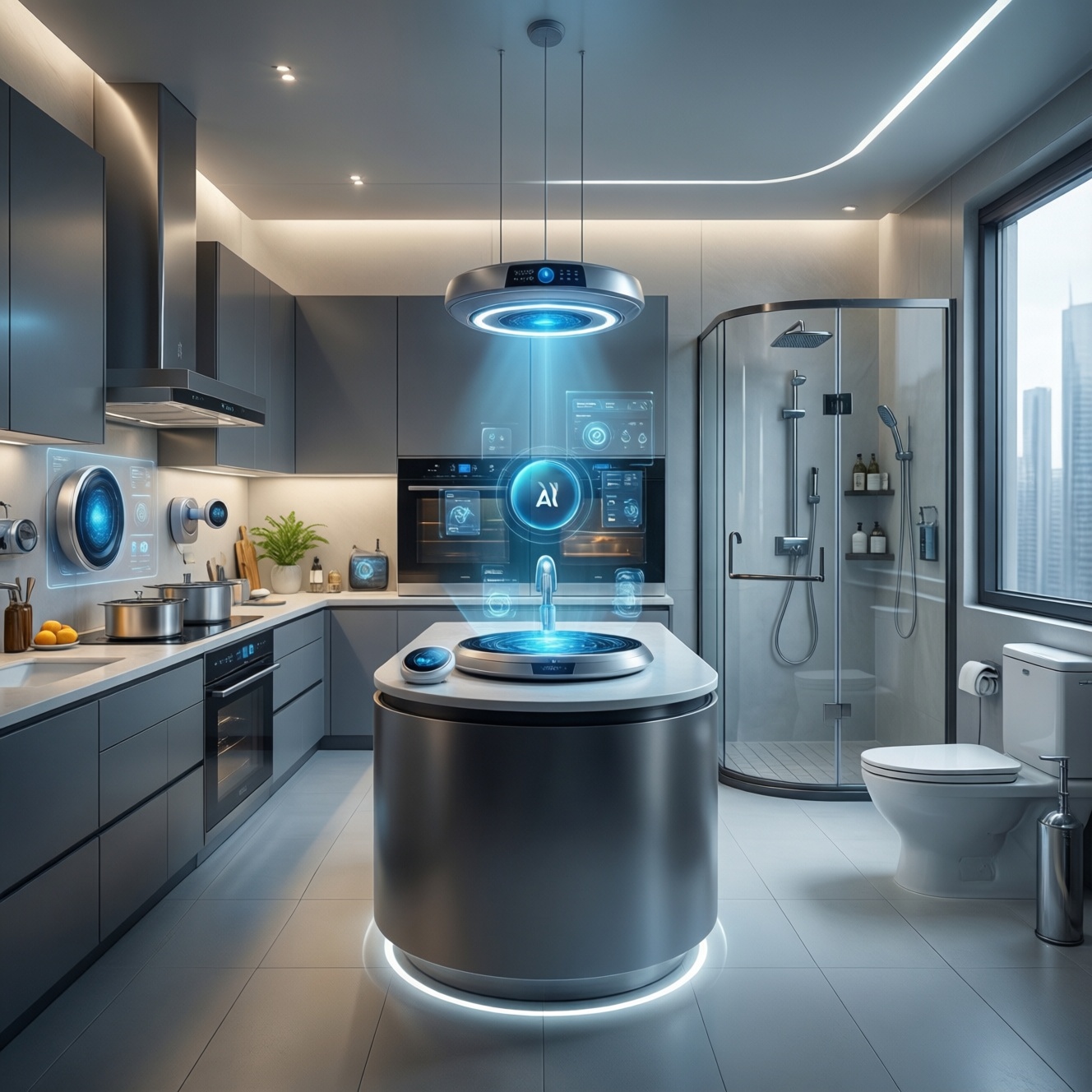 Будущее бытовой техники с ИИ и интернетом вещей: умная кухня и ванная через 5–10 лет